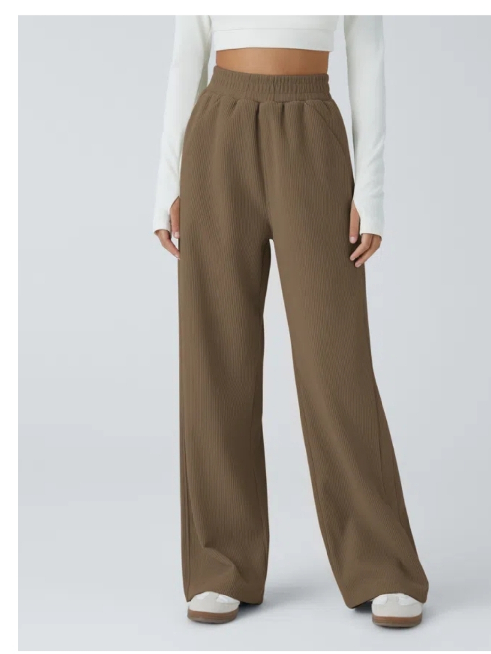 High Waisted Pocket Straight Leg Mop Corduroy Casual Pants Medium Regular Nwt - Picture 4 of 11